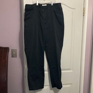 Zippered straight leg pants, elasticized panel on sides